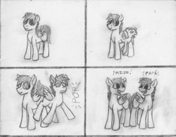 Size: 1084x846 | Tagged: safe, artist:sodanium, oc, oc only, pegasus, pony, asexual reproduction, budding, clone, cloning, mitosis, spanish text, traditional art