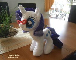 Size: 1000x795 | Tagged: safe, artist:hipsterowlet, rarity, g4, glasses, irl, photo, plushie, solo