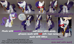 Size: 3000x1800 | Tagged: safe, artist:rubiowolf, rarity, g4, glasses measuring tape, irl, lidded eyes, photo, plushie, solo