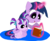 Size: 1148x943 | Tagged: safe, artist:newportmuse, starlight glimmer, twilight sparkle, alicorn, pony, g4, adoption, auntie twilight, book, female, filly, filly starlight glimmer, glimmerdoption, hug, levitation, magic, open mouth, simple background, sitting, smiling, telekinesis, transparent background, twilight sparkle (alicorn), winghug, younger