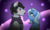 Size: 1600x952 | Tagged: safe, artist:dragonfoxgirl, trixie, pony, unicorn, g4, blushing, crossover, crossover shipping, female, looking at each other, mare, ponified, sherlock, sherlock holmes, shipping