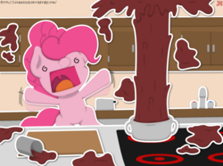Size: 1856x1381 | Tagged: safe, artist:ljdamz1119, edit, pinkie pie, g4, cooking, fail, female, messy, screaming, solo