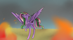 Size: 1515x835 | Tagged: safe, artist:sweetmelon556, oc, oc only, pegasus, pony, female, fire, mare, solo