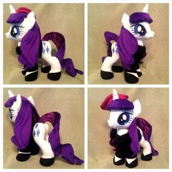 Size: 1280x1280 | Tagged: safe, artist:equinepalette, rarity, g4, beatnik rarity, beret, clothes, hat, irl, photo, plushie, shoes, solo, sweater