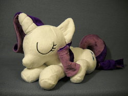 Size: 1024x768 | Tagged: safe, artist:millermademares, rarity, g4, eyes closed, irl, photo, plushie, prone, sleeping, solo