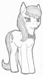 Size: 1225x2152 | Tagged: safe, artist:breadworth, octavia melody, g4, bowtie, female, monochrome, octavia is not amused, sketch, solo, traditional art, unamused