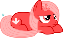 Size: 2500x1513 | Tagged: safe, artist:arifproject, oc, oc only, oc:downvote, pony, derpibooru, g4, derpibooru ponified, hair accessory, meta, ponified, prone, simple background, solo, transparent background, upset, vector