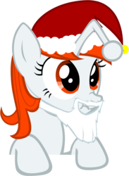 Size: 754x1029 | Tagged: safe, artist:anarchemitis, artist:pyrobob, artist:theshadowstone, edit, oc, oc only, oc:karma, pony, unicorn, beard, facial hair, female, hat, mare, reddit, santa beard, santa hat, scrunchy face, simple background, solo, transparent background, vector