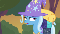 Size: 1280x720 | Tagged: safe, screencap, trixie, pony, g4, to where and back again, female, mare, solo, trixie's hat