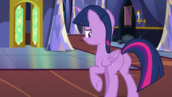 Size: 1920x1080 | Tagged: safe, edit, edited screencap, editor:joshua, screencap, twilight sparkle, alicorn, changeling, pony, to where and back again, butt, butt blush, disguise, disguised changeling, fake twilight, female, plot, solo, the ass was fat, twibutt, twilight sparkle (alicorn)