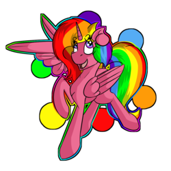 Size: 1001x1001 | Tagged: safe, artist:beardie, oc, oc only, oc:rainbow melody, feather guns, finger gun, finger guns, rainbow hair, simple background, solo, transparent background, wing gesture, wing hands