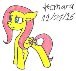 Size: 672x629 | Tagged: safe, artist:cmara, fluttershy, g4, female, solo, traditional art