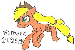 Size: 810x546 | Tagged: safe, artist:cmara, applejack, g4, female, running, solo, traditional art