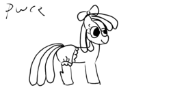 Size: 1366x768 | Tagged: safe, artist:ponieswithcarsrule, apple bloom, g4, diaper, female, monochrome, non-baby in diaper, sketch, solo