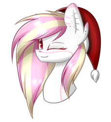 Size: 1312x1440 | Tagged: safe, artist:despotshy, oc, oc only, oc:rainy skies, original species, shark pony, bust, female, hat, mare, portrait, santa hat, simple background, solo, transparent background