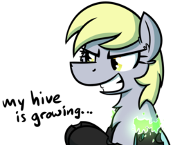 Size: 1189x998 | Tagged: safe, artist:moemneop, derpy hooves, changeling, pegasus, pony, g4, female, green fire, mare, simple background, solo, transparent background