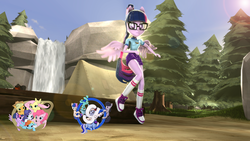 Size: 3840x2160 | Tagged: safe, artist:shadow24601, sci-twi, twilight sparkle, equestria girls, g4, my little pony equestria girls: legend of everfree, 3d, clothes, gmod, high res, ponied up, shoes, sneakers, source filmmaker