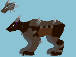 Size: 1600x1200 | Tagged: safe, artist:z-010, bear, bison, buffalo, armor, helmet, solo, species swap