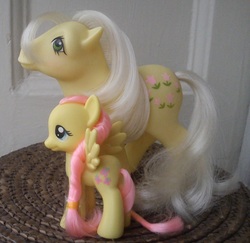 Size: 964x937 | Tagged: safe, artist:dorii86, fluttershy, posey, g1, g4, brushable, irl, photo, square crossover, toy