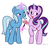 Size: 2162x2000 | Tagged: safe, artist:melodicmarzipan, starlight glimmer, trixie, pony, unicorn, g4, blush sticker, blushing, bouquet, cute, diatrixes, ear fluff, female, flower, glimmerbetes, glowing, glowing horn, grin, high res, horn, lesbian, levitation, magic, magic aura, mare, open mouth, open smile, raised hoof, ship:startrix, shipping, simple background, smiling, telekinesis, wand, white background