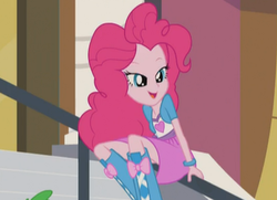 Size: 1396x1008 | Tagged: safe, screencap, pinkie pie, equestria girls, g4, my little pony equestria girls: rainbow rocks, animation error, bedroom eyes, boots, bracelet, clothes, cropped, cute, female, high heel boots, jewelry, skirt, solo