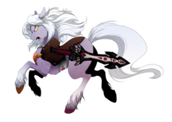Size: 3507x2480 | Tagged: safe, artist:dormin-dim, pony, clothes, crossover, dark cloud (video game), high res, male, open mouth, ponified, seda, simple background, solo, sword, transparent background, weapon