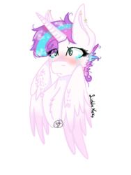 Size: 768x1024 | Tagged: safe, artist:liddieneko, princess flurry heart, pony, g4, bust, crying, ear piercing, earring, female, jewelry, older, piercing, simple background, solo, transparent background