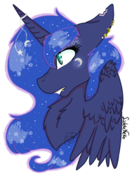 Size: 768x1024 | Tagged: safe, artist:akiiichaos, princess luna, pony, g4, female, horn, horn ring, piercing, simple background, solo, transparent background