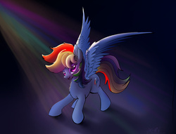 Size: 1981x1510 | Tagged: safe, artist:xbi, rainbow dash, pony, g4, female, looking at you, solo, spread wings
