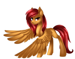 Size: 3810x3000 | Tagged: safe, artist:scarlet-spectrum, oc, oc only, oc:scarletta von sundrop, pegasus, pony, fangs, high res, looking at you, simple background, solo, transparent background