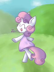 Size: 1466x1943 | Tagged: safe, artist:typhwosion, sweetie belle, pony, semi-anthro, g4, bipedal, clothes, cute, diasweetes, dress, female, solo