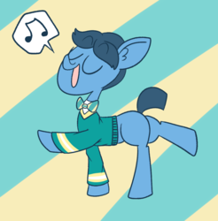 Size: 1059x1078 | Tagged: safe, artist:typhwosion, toe-tapper, pony, g4, clothes, eyes closed, music notes, open mouth, ponytones, singing, solo