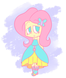 Size: 1060x1249 | Tagged: safe, artist:typhwosion, fluttershy, equestria girls, g4, boots, chibi, fall formal outfits, female, high heel boots, simple background, solo, transparent background