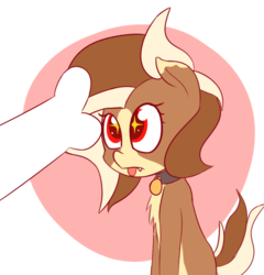 Size: 926x964 | Tagged: safe, anonymous artist, oc, oc only, dog pony, pony, bone, collar, simple background, solo, starry eyes, tongue out, wingding eyes