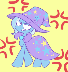Size: 1220x1281 | Tagged: safe, artist:typhwosion, trixie, pony, unicorn, g4, angry, cross-popping veins, female, mare, solo, trixie's cape, trixie's hat