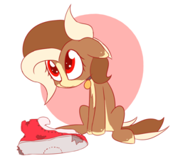 Size: 1500x1419 | Tagged: safe, anonymous artist, oc, oc only, dog pony, pony, guilty, shoes, simple background, solo