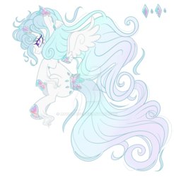 Size: 1024x1040 | Tagged: safe, artist:peachesandcreamated, oc, oc only, original species, crystalline, female, floating wings, mare, simple background, solo, transparent background, watermark