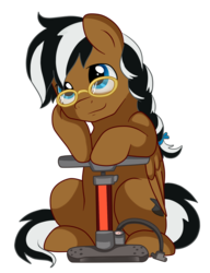 Size: 1456x1895 | Tagged: safe, artist:pridark, oc, oc only, oc:mortarboard, pegasus, pony, air pump, cute, male, simple background, sitting, solo, stallion, transparent background