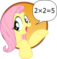 Size: 2000x2063 | Tagged: safe, idw, fluttershy, pegasus, pony, friendship is magic #3, g4, my little pony: friendship is magic (idw), 2+2=5, bad advice fluttershy, exploitable meme, female, high res, meme, solo