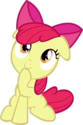 Size: 9162x13698 | Tagged: safe, artist:cyanlightning, apple bloom, earth pony, pony, g4, on your marks, .svg available, absurd resolution, adorabloom, cute, female, filly, floppy ears, hoof on chin, simple background, sitting, solo, transparent background, vector
