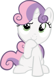 Size: 9344x13334 | Tagged: safe, artist:cyanlightning, sweetie belle, pony, unicorn, g4, on your marks, .svg available, absurd resolution, cute, female, filly, hoof on chin, simple background, solo, transparent background, vector