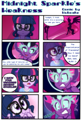 Size: 1000x1500 | Tagged: dead source, safe, artist:wubcakeva, sci-twi, twilight sparkle, equestria girls, g4, my little pony equestria girls: legend of everfree, adorkable, comic, cute, dork, duality, glasses, heart attack, hnnng, midnight sparkle, twiabetes