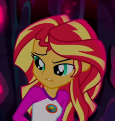 Size: 684x720 | Tagged: safe, screencap, sunset shimmer, equestria girls, g4, my little pony equestria girls: legend of everfree, cropped, female, lip bite, solo