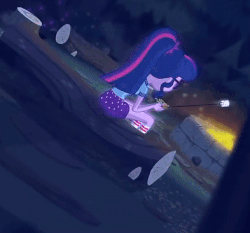 Size: 393x366 | Tagged: safe, screencap, sci-twi, twilight sparkle, equestria girls, g4, my little pony equestria girls: legend of everfree, animated, campfire, cropped, female, gif, solo