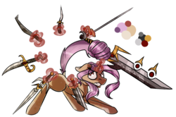 Size: 973x648 | Tagged: safe, artist:beardie, oc, oc only, pony, magic, prehensile tail, simple background, solo, tail hold, transparent background, weapon