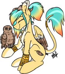 Size: 749x855 | Tagged: safe, artist:akimi--chan, oc, oc only, bird, owl, pegasus, pony, eyes closed, simple background, solo, transparent background