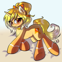 Size: 2000x2000 | Tagged: safe, artist:chaosangeldesu, oc, oc only, pony, unicorn, blushing, choker, high res, looking at you, solo