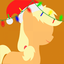 Size: 795x800 | Tagged: safe, artist:arifproject, edit, part of a set, applejack, earth pony, pony, g4, animated, arif's christmas pones, beautiful, christmas lights, cute, derpibooru background pony icon, female, garland, gif, happy, hat, lights, lineless, mare, minimalist, orange background, santa hat, simple background, smiling, solo