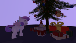 Size: 1920x1080 | Tagged: safe, artist:northern haste, princess flurry heart, pony, g4, 3d, baby, christmas presents, christmas tree, diaper, female, filly, non-baby in diaper, older, poofy diaper, present, solo, source filmmaker, tree