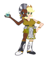 Size: 3187x4000 | Tagged: safe, artist:theunknowenone1, applejack, zecora, equestria girls, g4